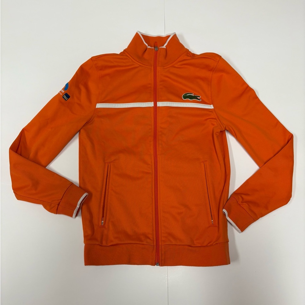 Lacoste Jacket Mens Small 3 Orange White Mutua Miami Open Tennis